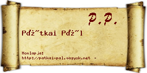 Pátkai Pál névjegykártya